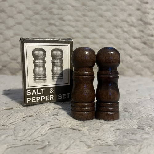 Vintage dark wooden salt - salt, &
