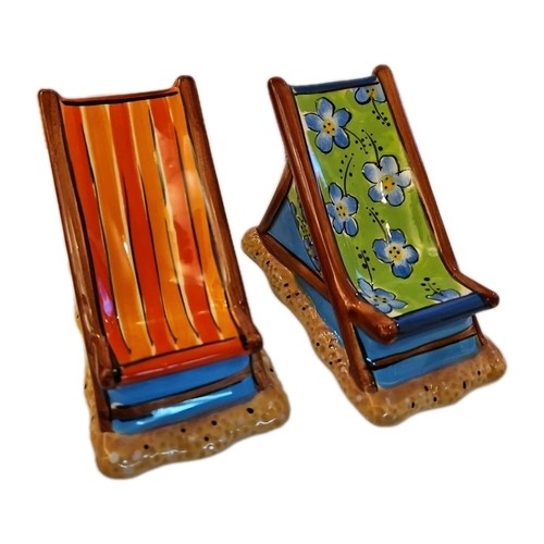 Ceramic colorful beach chairs - ceramic,